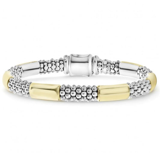High Bar Collection Station Bracelet (No Stones) in Sterling Silver - 18 Karat White - Yellow