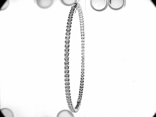 Large Hoop Natural Diamond Earrings in 14 Karat White with 5.10ctw Round Diamonds