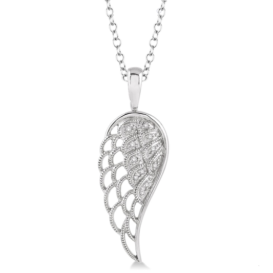 Fashion Forward Collection Natural Diamond Necklace in Sterling Silver White with 0.05ctw Round Diamonds