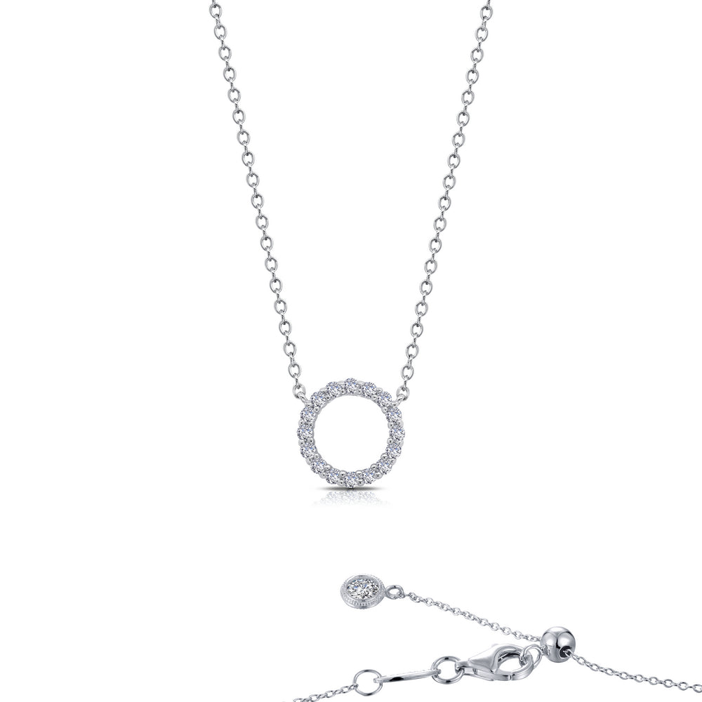 Circle Simulated Diamond Necklace in Platinum Bonded Sterling Silver 0.41ctw