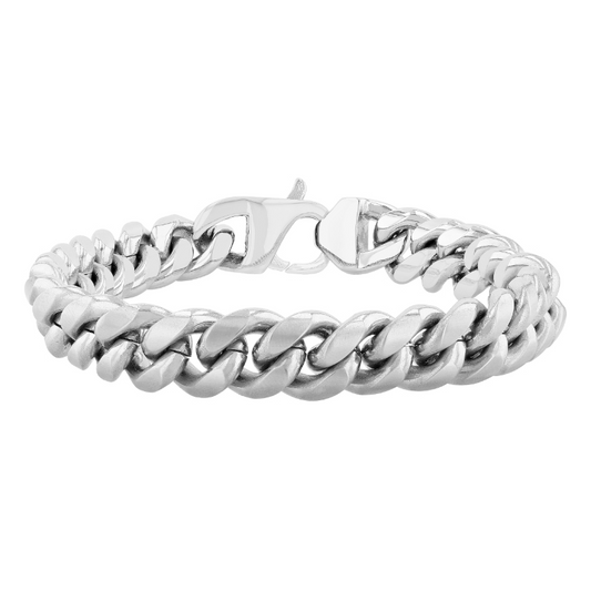 Curb Link Bracelet (No Stones) in Stainless Steel Grey