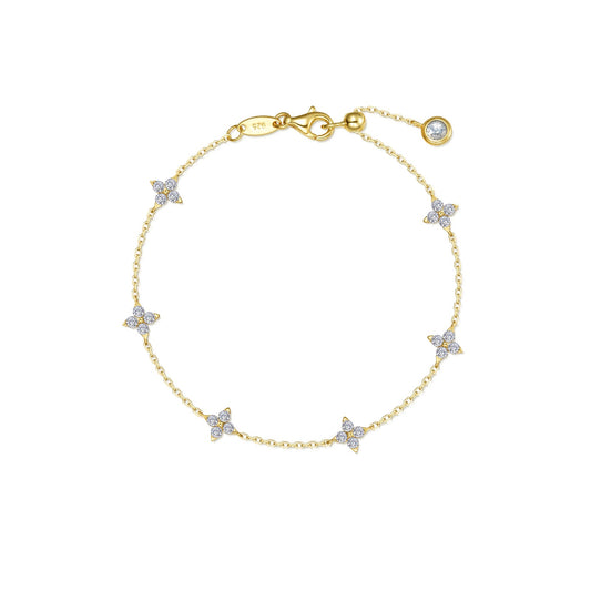 Yellow sterling silver bracelet with simulated diamonds.