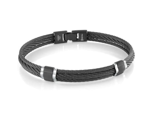 Bracelet (No Stones) in Stainless Steel Cable Black