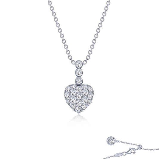 Heart Simulated Diamond Necklace in Platinum Bonded Sterling Silver 0.62ctw