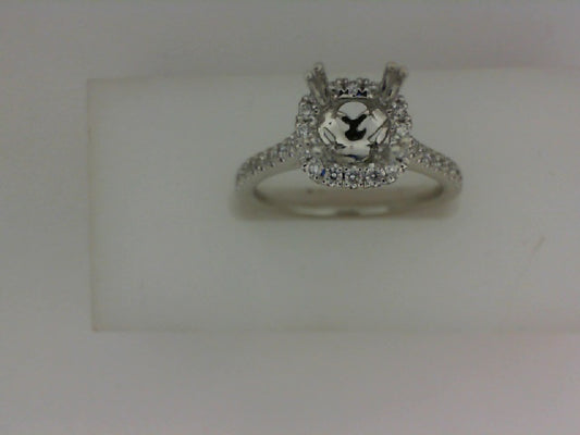Halo Mined Diamond Engagement Ring in 14 Karat White with 0.29ctw G/H SI2 Round Diamonds