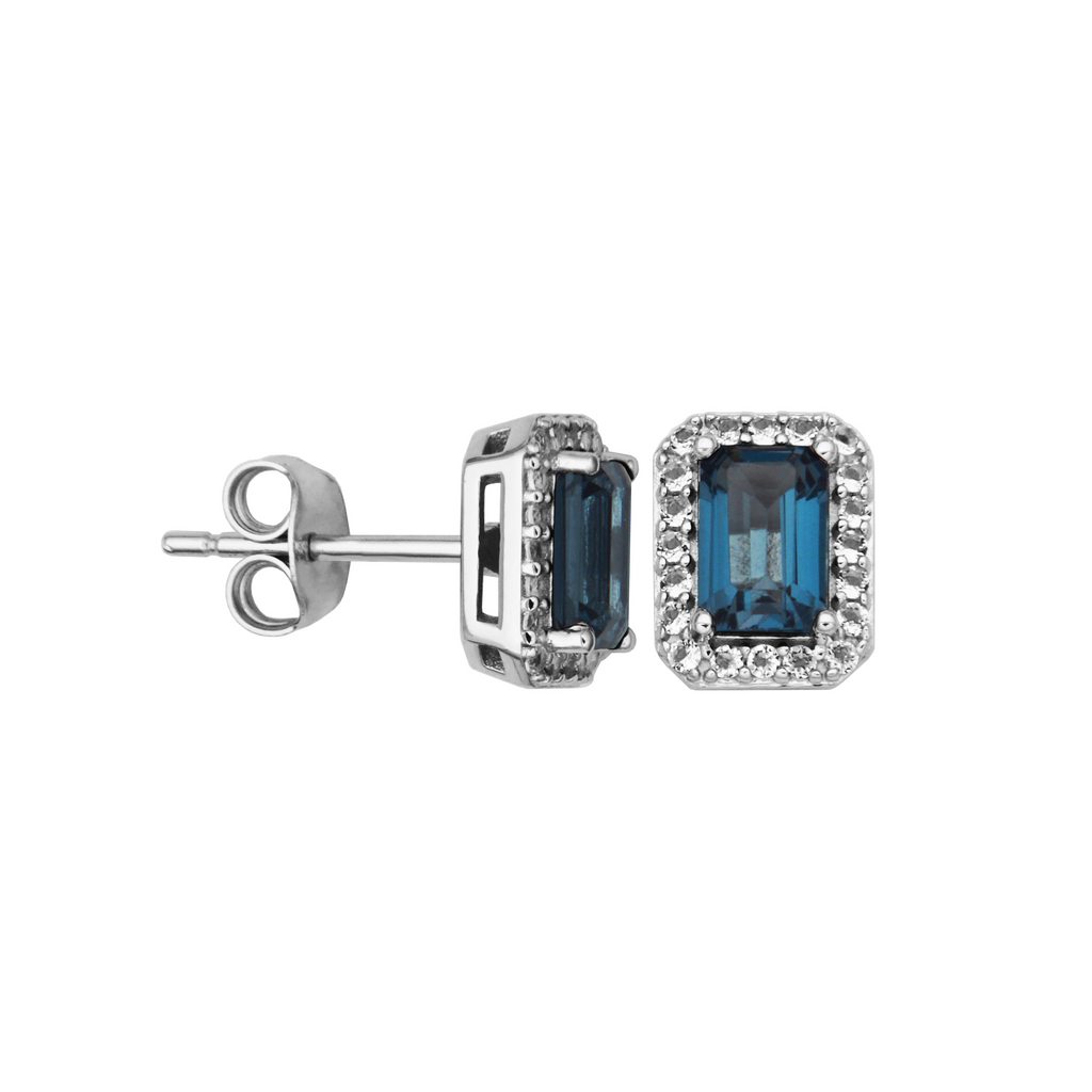Sterling silver earrings with blue topazes.