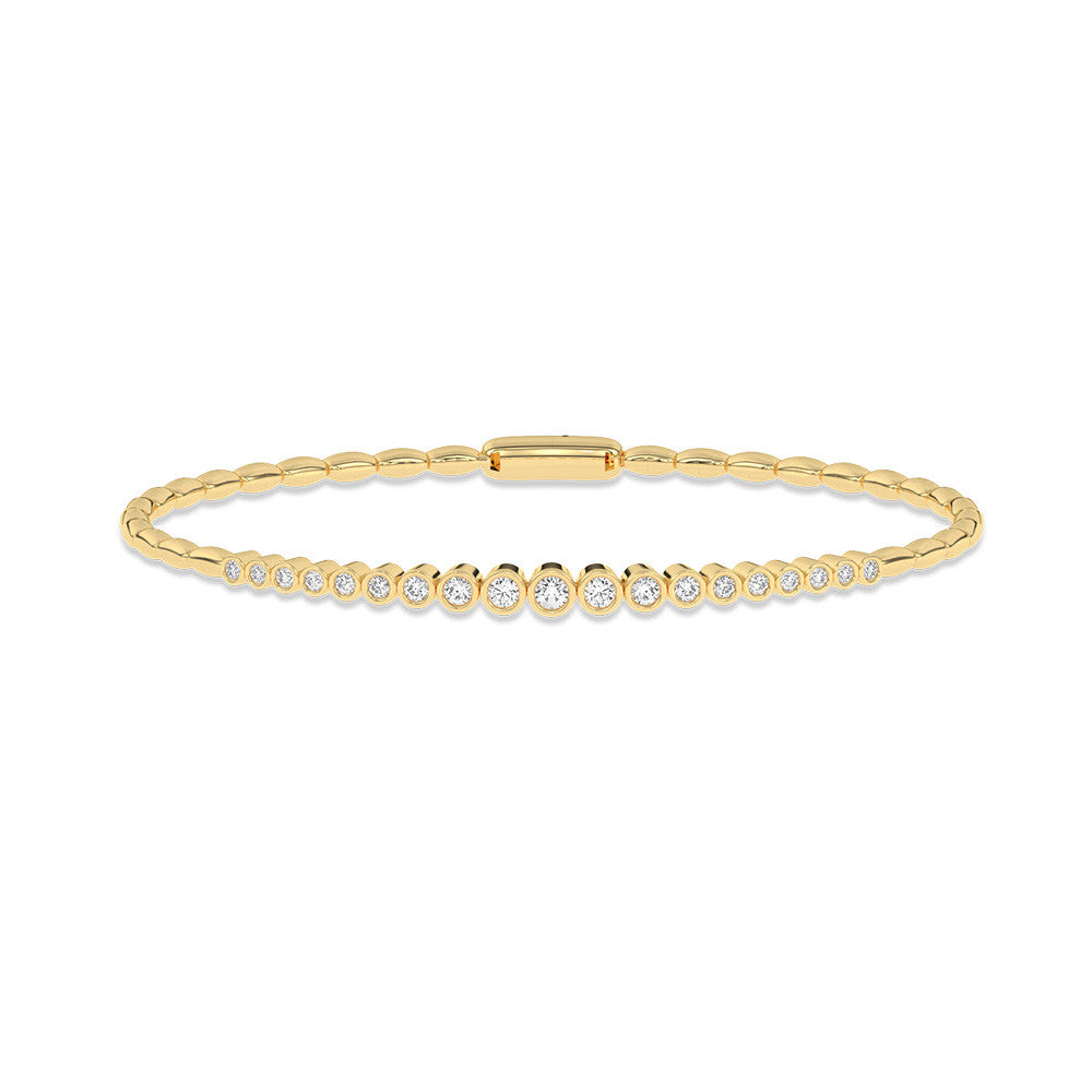14K yellow gold bracelet with round diamonds.