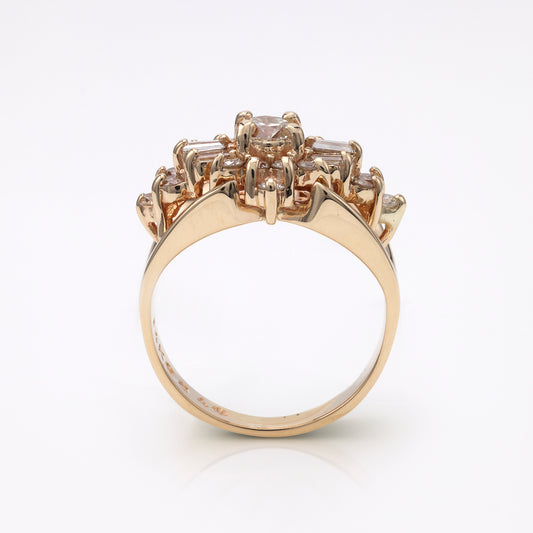 14K yellow gold ring with diamonds.
