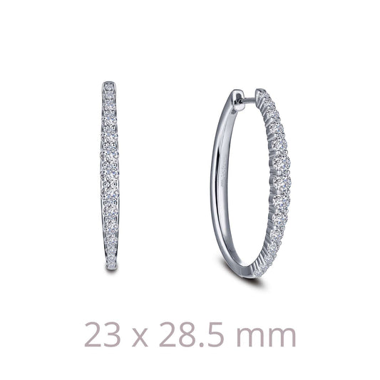 Medium Hoop Simulated Diamond Earrings in Platinum Bonded Sterling Silver 1.16ctw