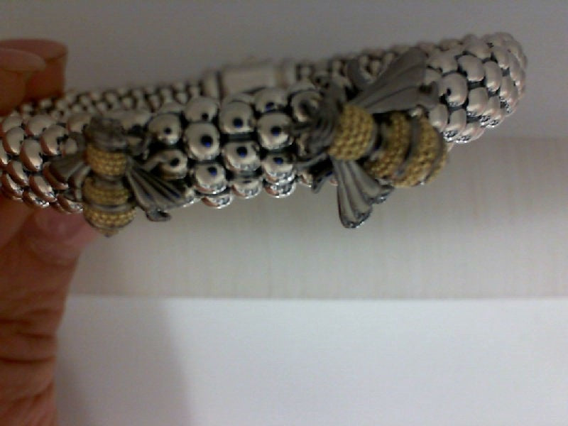 Sterling silver caviar bee bracelet design.