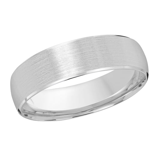 14K white gold carved band, satin finish.