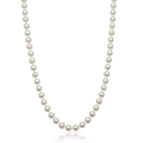 Pearl Strand Color Gemstone Necklace in 14 Karat White with 57 Cultured Pearls 7mm-7mm
