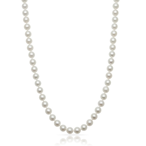 Pearl strand necklace with white gold clasp.