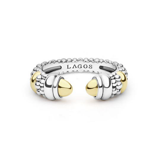 Lagos Signature Caviar Collection Fashion Ring (No Stones) in Sterling Silver - 14 Karat White - Yellow 3MM