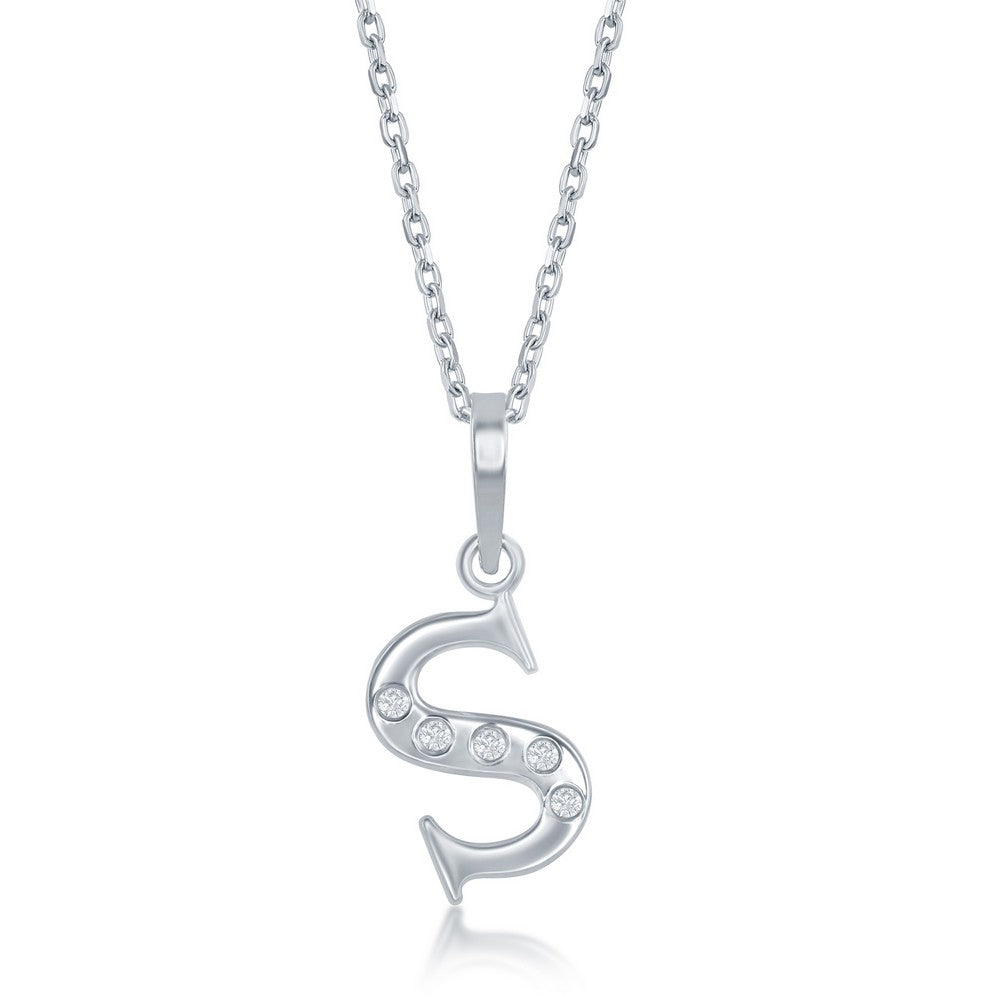 Earth Mined Diamond Necklace in Sterling Silver White with 0.03ctw Round Diamonds