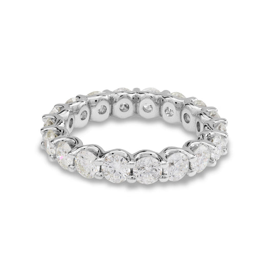 ReMARKable Designs Marks 89 Collection Natural Diamond Eternity Ladies Wedding Band in 14 Karat White Gold with 2.95ctw H/I I1 Round Diamonds