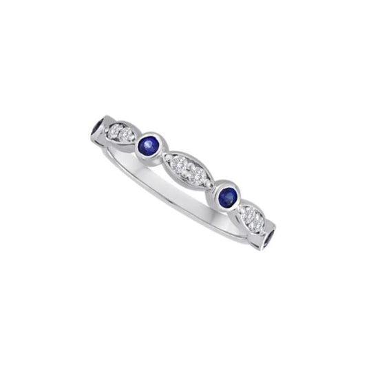 Precious Color Collection Stackable Color Gemstone Band in 14 Karat White with 4 Round Sapphires 0.20ctw