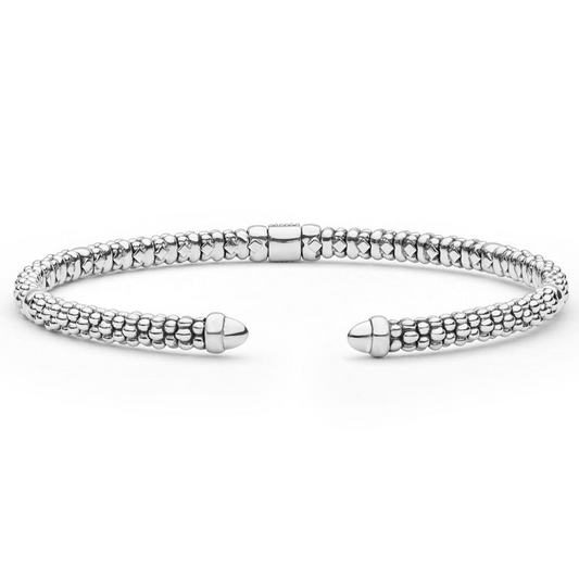 Lagos Signature Caviar Collection Natural Diamond Bracelet in Sterling Silver - 14 Karat White - Yellow with 0.07ctw G/H SI1-SI2 Round Diamond