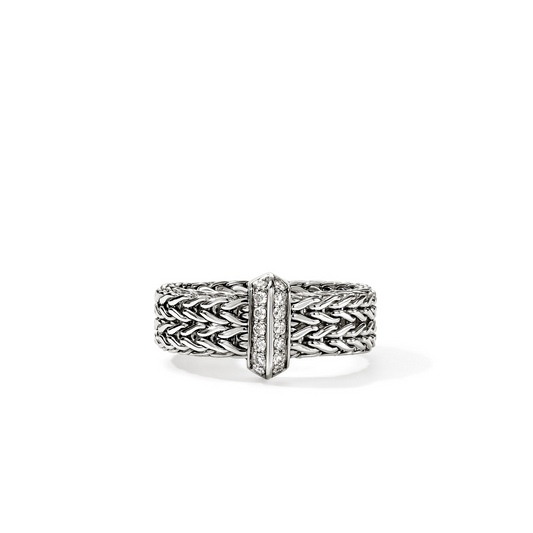John Hardy ICON Collection Natural Diamond Fashion Ring in Sterling Silver White with 0.16ctw G/H SI1 Round Diamonds