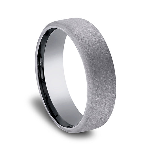 Tantalum grey carved band, matte finish.