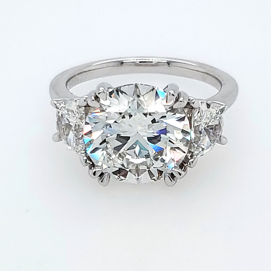 Three Stone Lab-Grown Diamond Complete Engagement Ring in 14 Karat White with 5.00ctw F VS2 Round Lab Grown Diamond