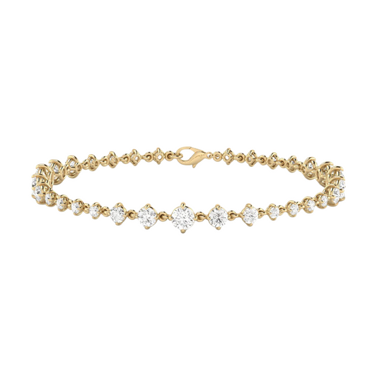 Lab-grown diamond tennis bracelet, yellow gold.