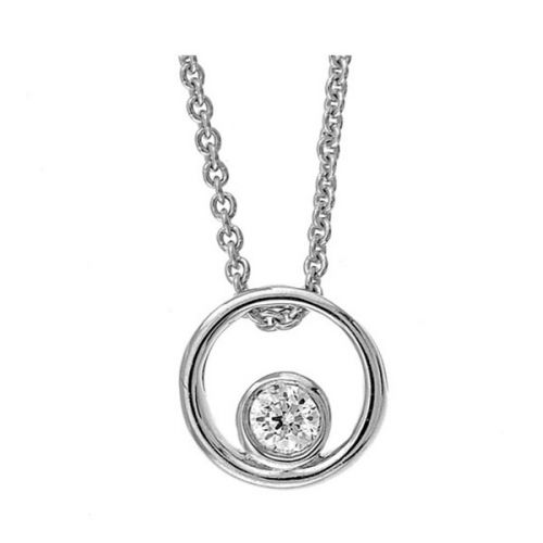 Marks 89 Natural Diamond Necklace in Sterling Silver White with 0.10ctw Round Diamond