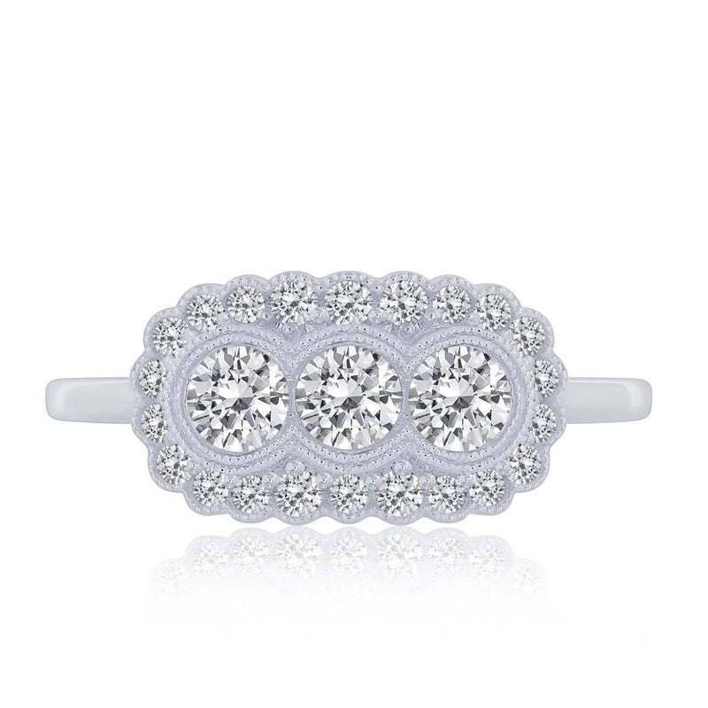 Vintage white gold ring with round diamonds.