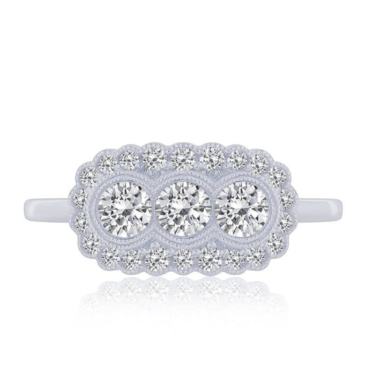 Vintage white gold ring with round diamonds.