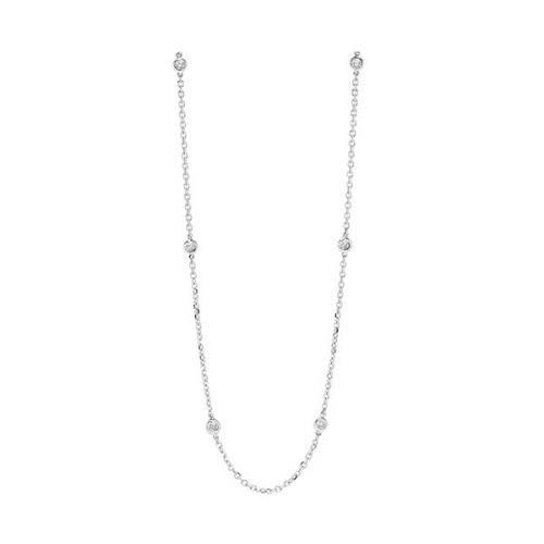 Fashion Forward Collection Natural Diamond Necklace in 14 Karat White with 0.95ctw Round Diamonds