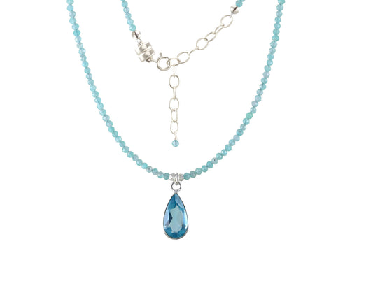 Drop Color Gemstone Necklace in Sterling Silver White