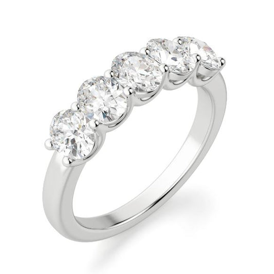 Natural Diamond Ladies Wedding Band in Platinum White with 1.21ctw G/H VS Oval Diamonds