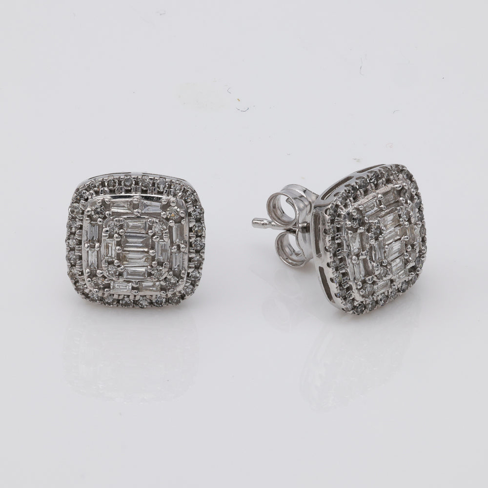 10K white gold diamond stud earrings.