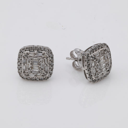 10K white gold diamond stud earrings.