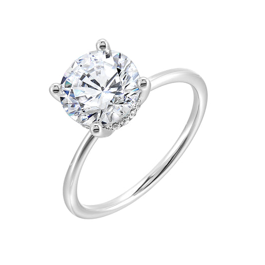 14K white gold ring with hidden diamonds.