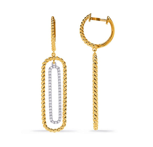 Drop Natural Diamond Earrings in 14 Karat White - Yellow with 0.29ctw Round Diamonds