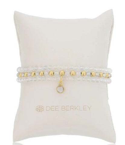 Gold-filled bracelet with round white topaz stones.