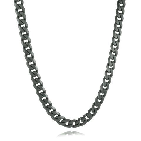 Black matte stainless steel curb chain necklace.