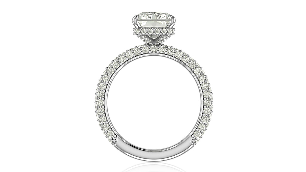 14K white gold diamond semi-mount ring.