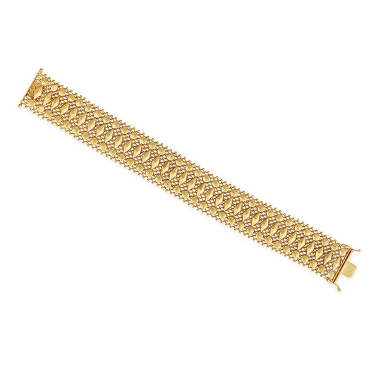 18K Yellow Gold 7" Wide Mesh Decorative Bracelet
