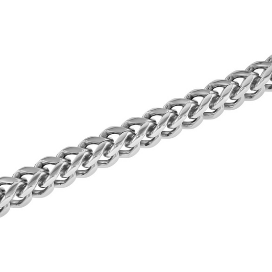 Stainless steel fancy link bracelet, white finish.