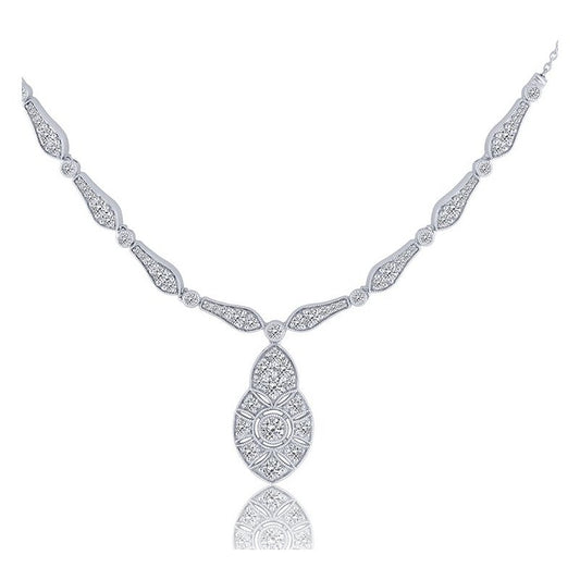 ReMARKable Designs Natural Diamond Necklace in 14 Karat White Gold with 1.75ctw Round Diamonds