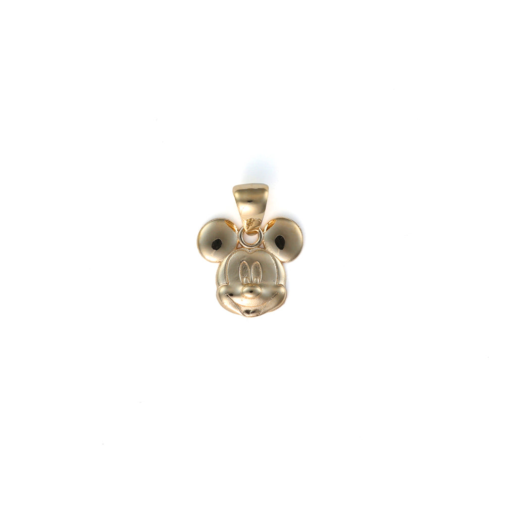 Gold pendant shaped like a cartoon mouse.
