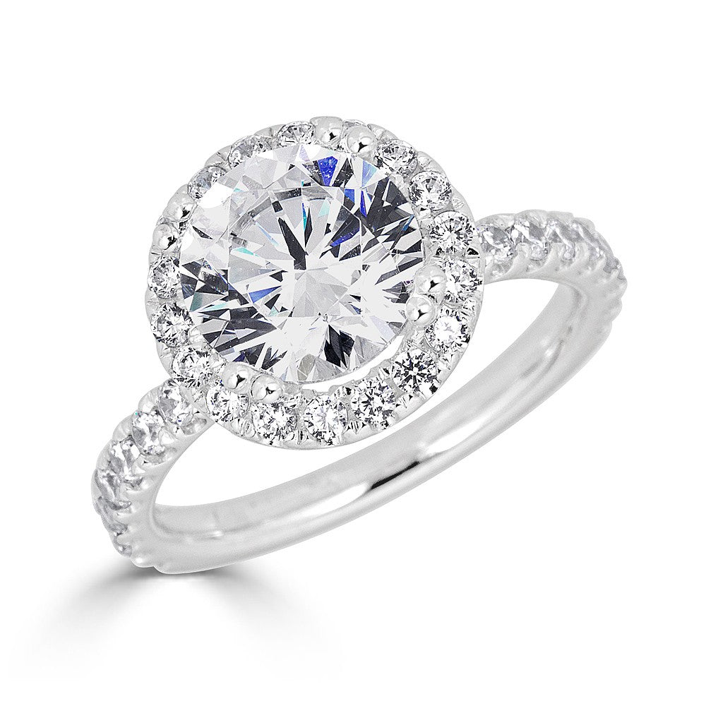 Halo Lab-Grown Diamond Engagement Ring in 14 Karat White with 0.80ctw Round Lab Grown Diamonds