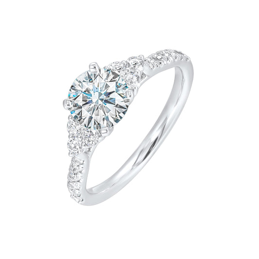 14K white gold ring with side diamonds.