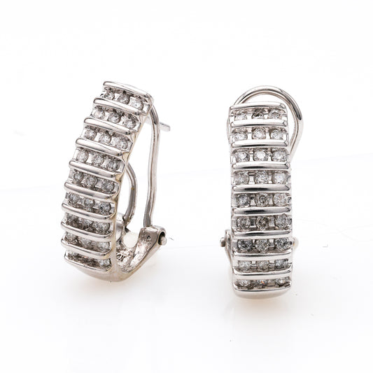 J Hoop earrings with round diamonds.