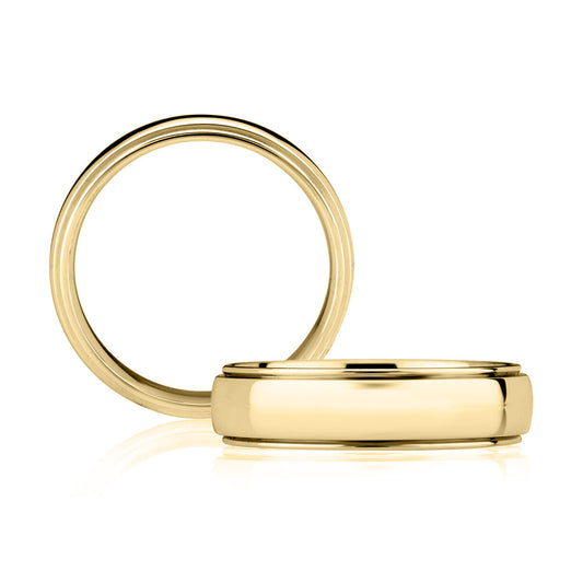 A. JAFFE Men's Carved Band (No Stones) in 14 Karat Yellow Gold 6MM