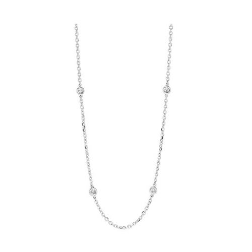 White gold necklace with round diamonds.