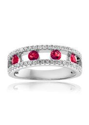 Yellow gold band with rubies and diamonds.