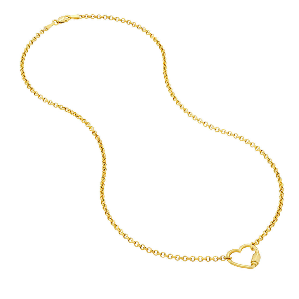 14K yellow gold heart pendant necklace.